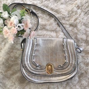 Aimee Kestenberg Silver Pebbled Crossbody Purse